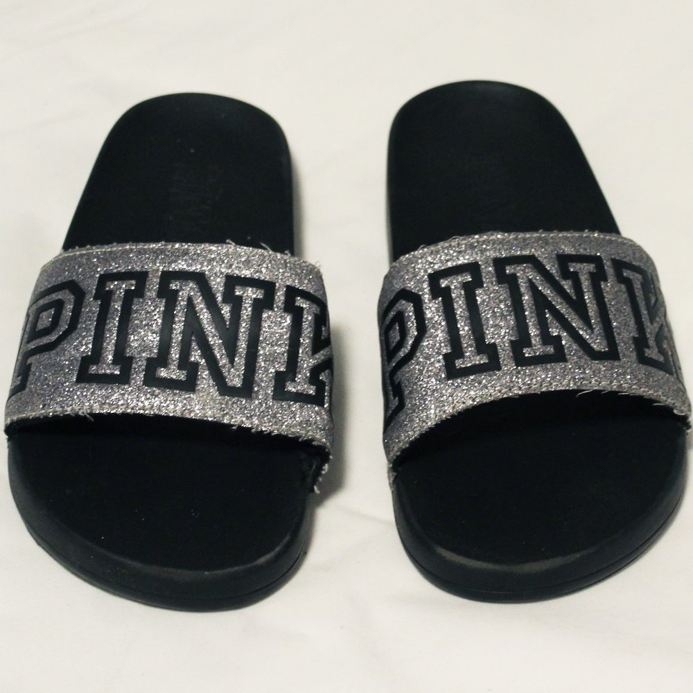 ❗️PENDING❗️Silver PINK Victoria's Secret Slides